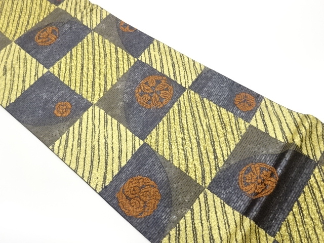 JAPANESE FUKURO OBI / PULP CLOTH / WOVEN CHECKERED / ARTIST WORK